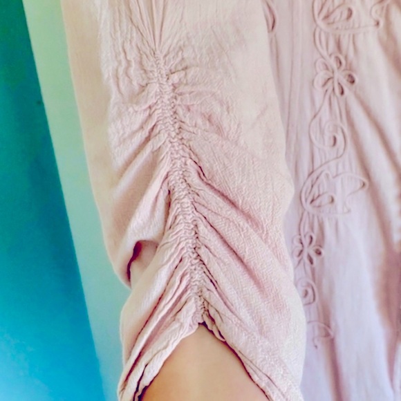 Soft Surroundings Genevieve Embroidered Dusty Rose Bohemian Midi Dress Sz Large - Picture 5 of 7